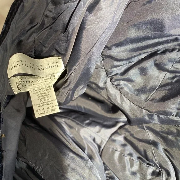 Saks Fifth Avenue Navy Blue Velvet Sequins Dress, Size 6 - Picture 6 of 7